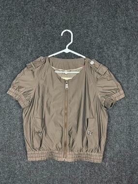 Burberry London Womens Olive Short Sleeve Zip Jacket Bolero Nova Check UK 10 US